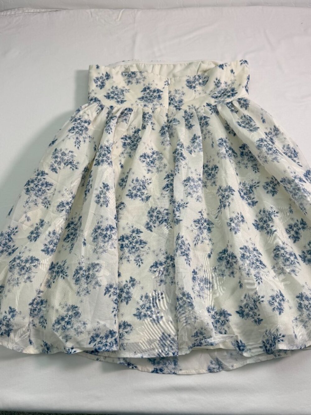 Selfie Leslie Strapless Babydoll Mini Dress Blue Floral XS NWT Cottagecore - Picture 10 of 13